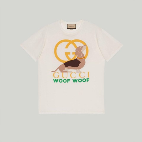 구찌 Gucci Woof Woof 프린트 코튼 티셔츠（매장가 150만원）