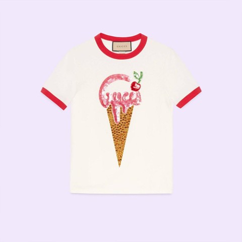 구찌 아이스크림 코튼 저지 티셔츠（매장가 150만원） (2color)