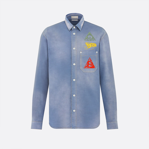 디올 우주 화이트 블루 코튼 데님 셔츠 (매장가 310만원)