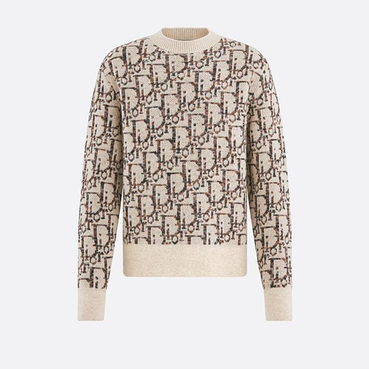 디올 오블리크 베이지 브라운 자카드 스웨터 (매장가 240만원)