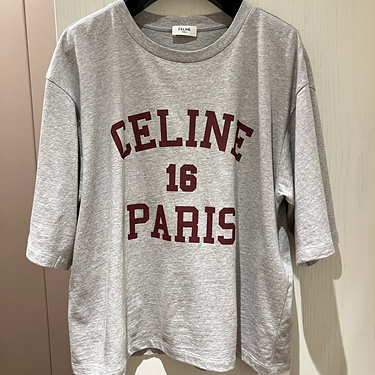 셀린느 그레이 멜란지 버건디 PARIS 16 티셔츠 (매장가 100만원)