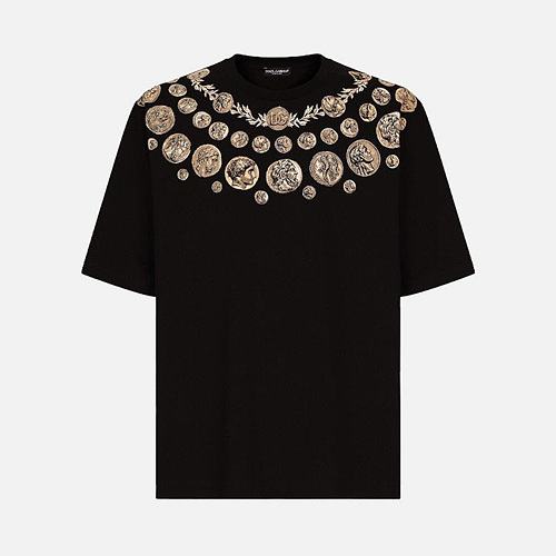 돌체앤가바나 넥 라인 코인 프린트 코튼 반소매 티셔츠 (매장가 150만원)