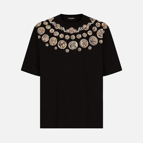 돌체앤가바나 넥 라인 코인 프린트 코튼 반소매 티셔츠 (매장가 150만원)
