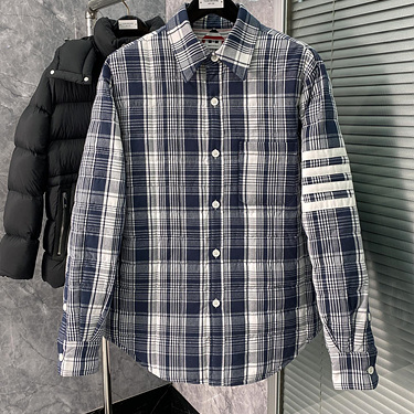 톰브라운 헤어라인 마드라스 체크 4-바 다운필드 셔츠 자켓 (매장가 400만원)
