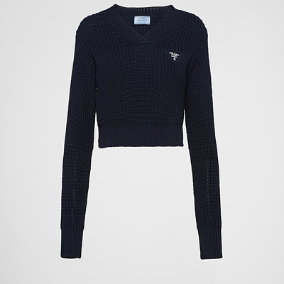 프라다 코튼 크루넥 블루 스웨터 (매장가 150만원)