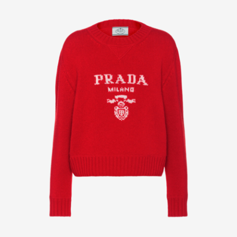 프라다 캐시미어 & 울 레터링 로고 크루넥 스웨터 (매장가 300만원)